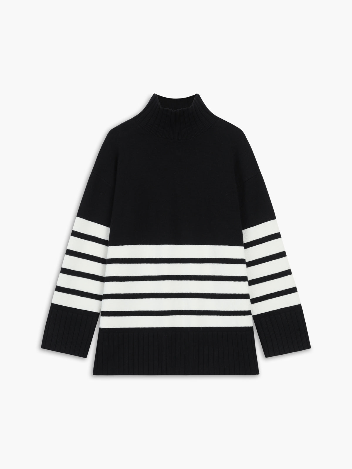 Mock Neck Stripe Sweater