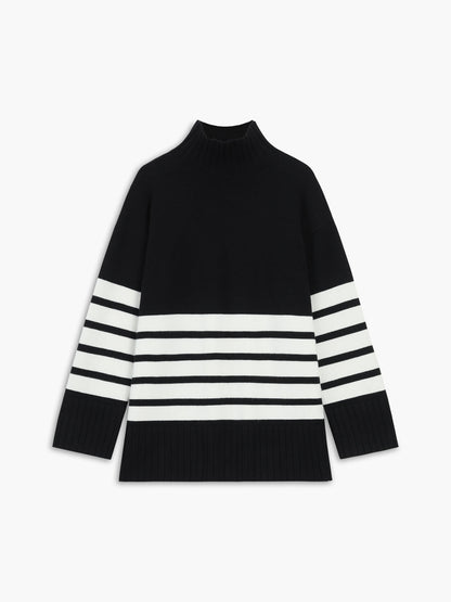 Mock Neck Stripe Sweater