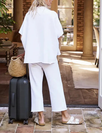 New Women's 3/4 Batwing Sleeve Capelet Wide Leg Pants Set