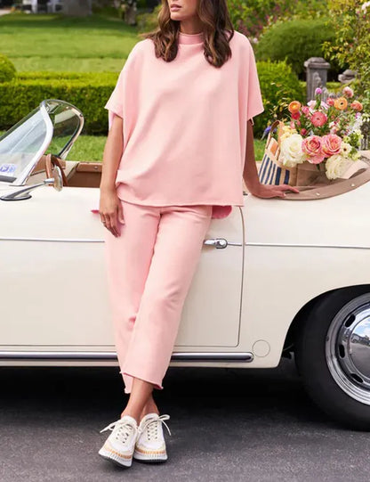 New Women's 3/4 Batwing Sleeve Capelet Wide Leg Pants Set