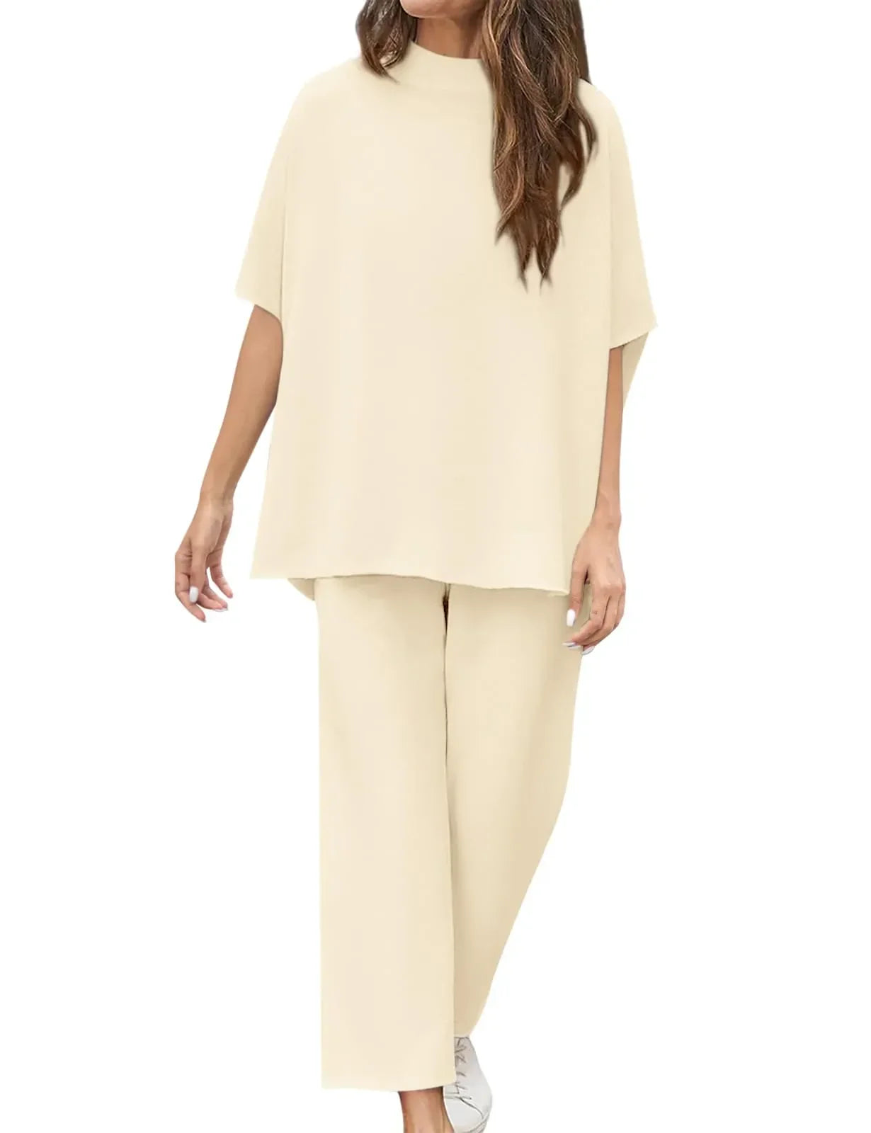 New Women's 3/4 Batwing Sleeve Capelet Wide Leg Pants Set