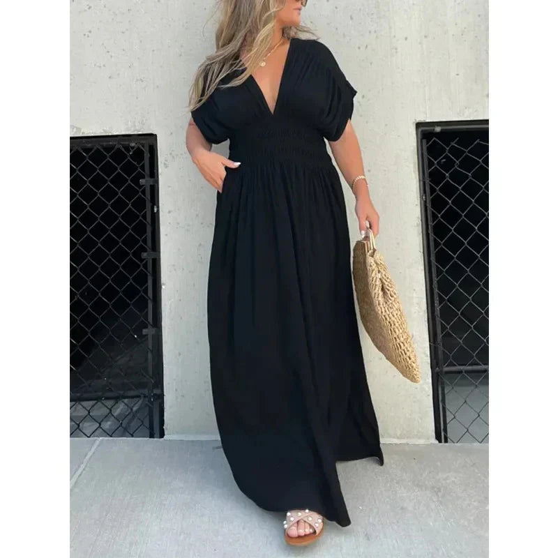 Slit V-Neck Maxi Dress