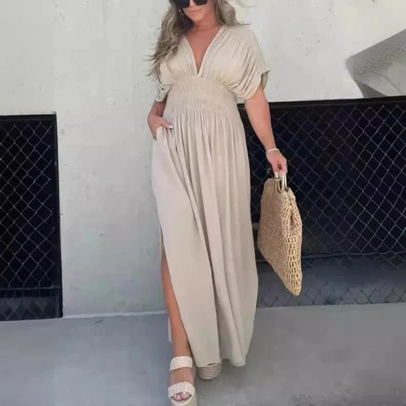 Slit V-Neck Maxi Dress