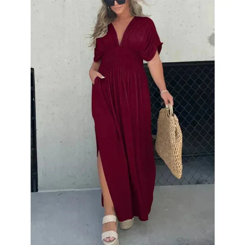 Slit V-Neck Maxi Dress