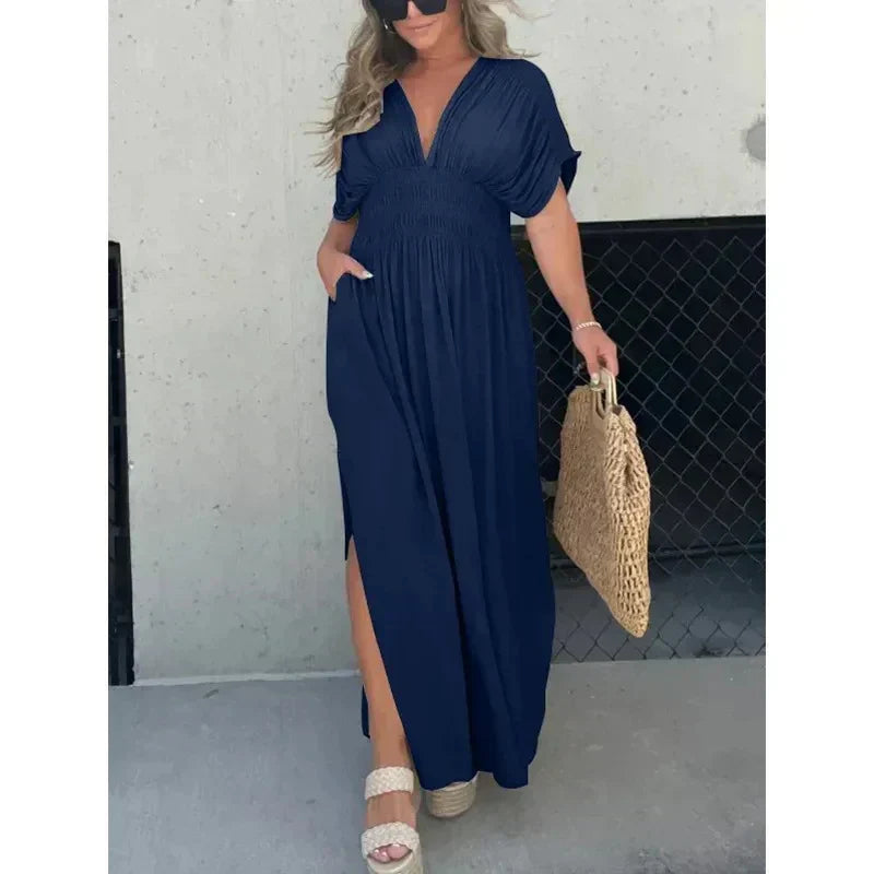 Slit V-Neck Maxi Dress