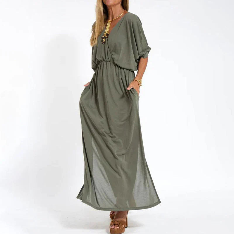 Slit V-Neck Maxi Dress