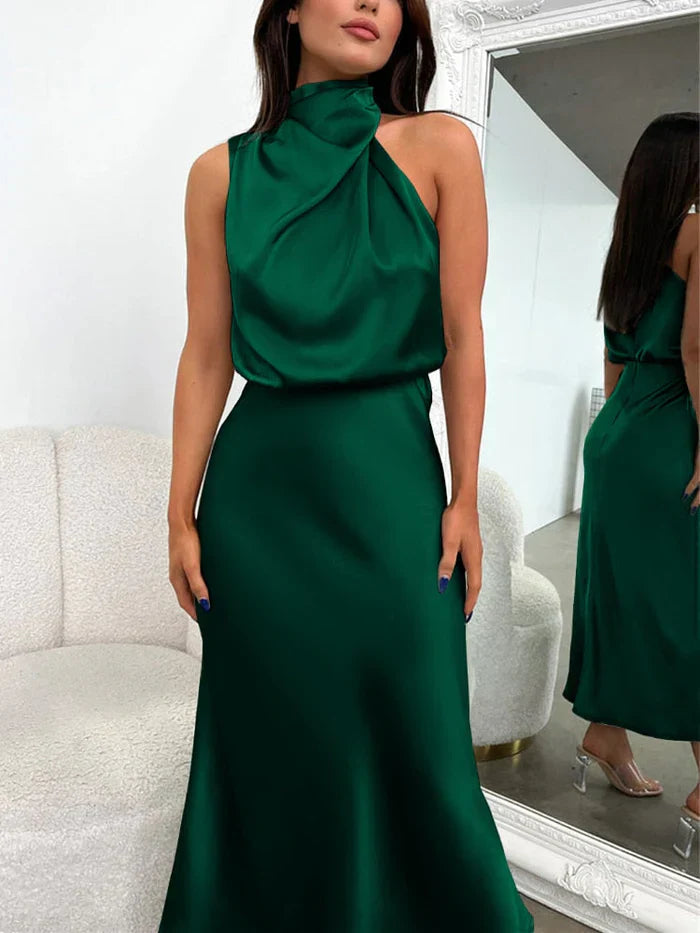 Sleeveless Satin Long Dress