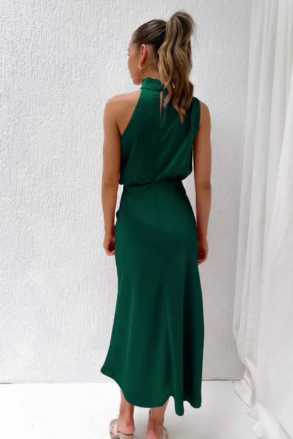 Sleeveless Satin Long Dress