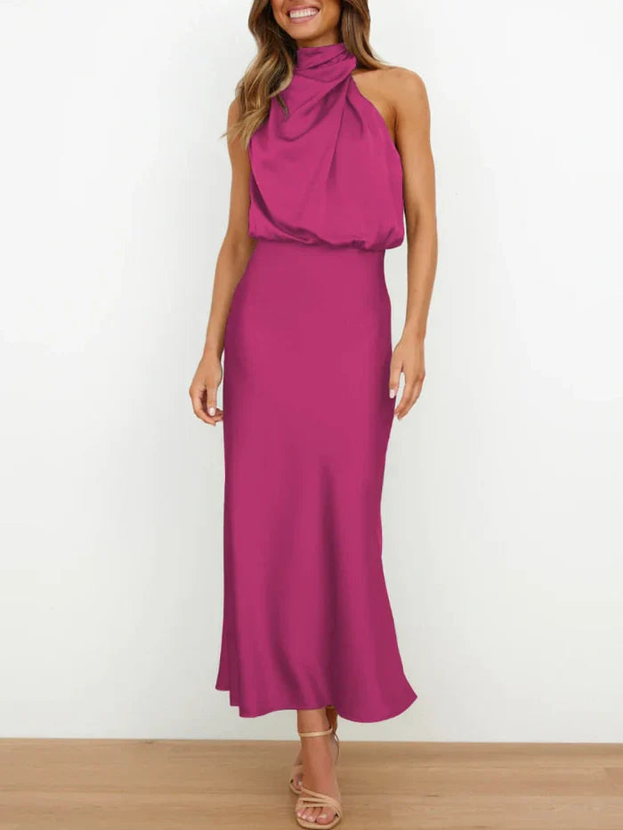 Sleeveless Satin Long Dress