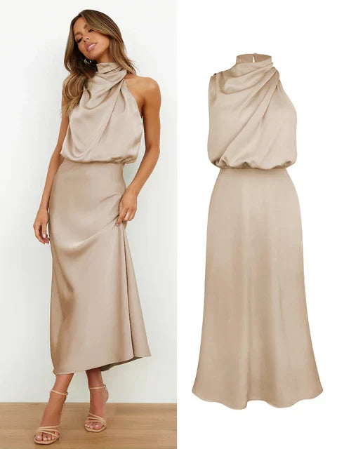 Sleeveless Satin Long Dress