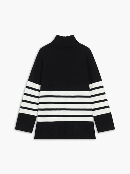 Mock Neck Stripe Sweater