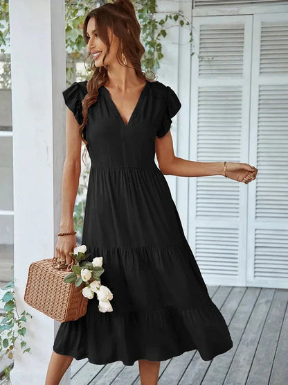 Loose Midi Dress With Light Sleeves