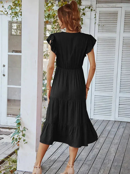Loose Midi Dress With Light Sleeves