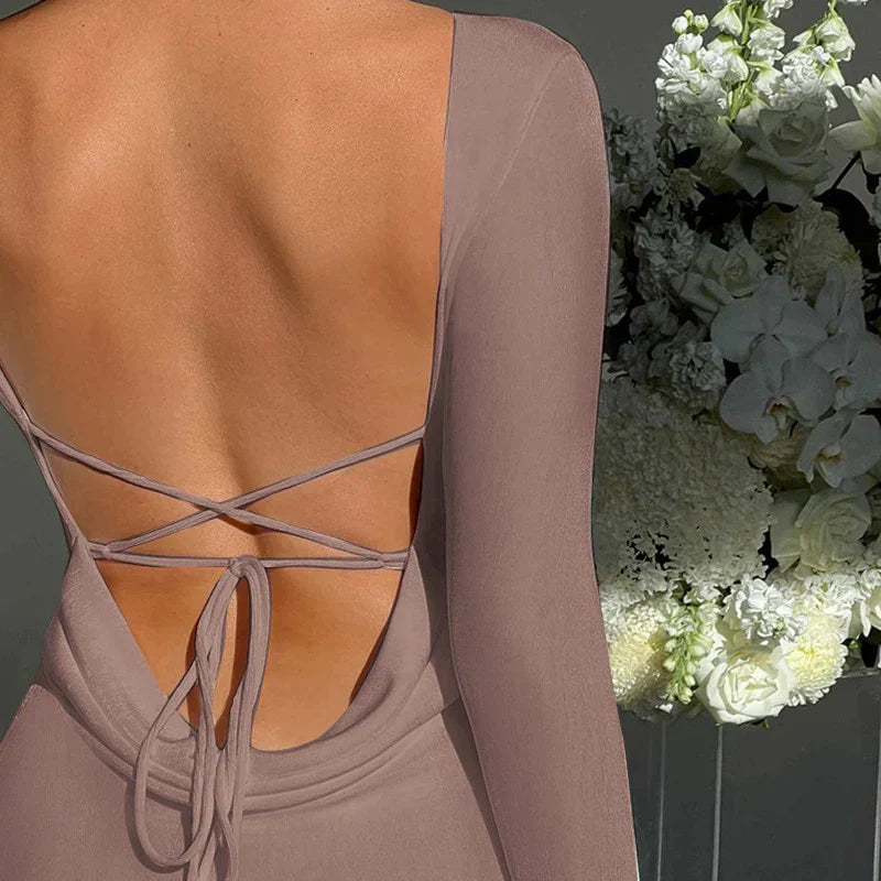 Long Sleeve Serenity Backless Maxi Dress