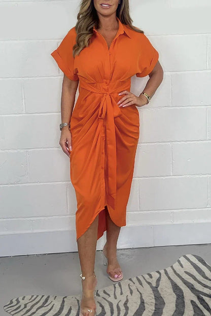 Solid Color Shirt Dress